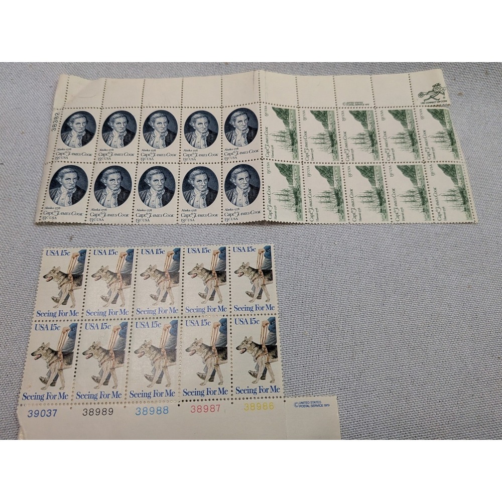USPS Postage Stamps Lot 28ct Captain Cook Seeing For Me 13c 15c Good Vintage